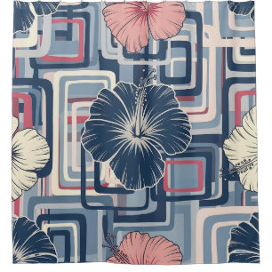 Rideaux De Douche Motif d'Hibiscus Tropical de Bord de Mer (10)