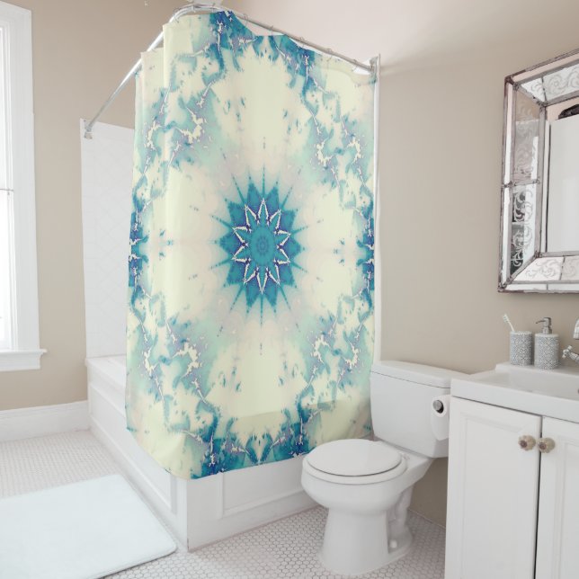 Rideaux De Douche Motif d'hiver Frosty Blue Snowflake (En situation)