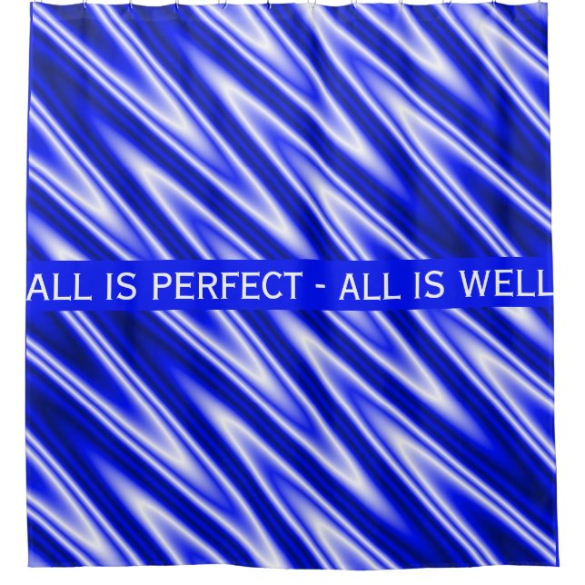 Rideaux De Douche Motif diagonal Sinus Waves - bleu royal blanc (Devant)
