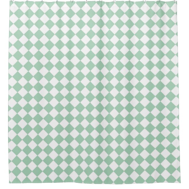 Rideaux De Douche Motif diamant Green White Checker (Devant)