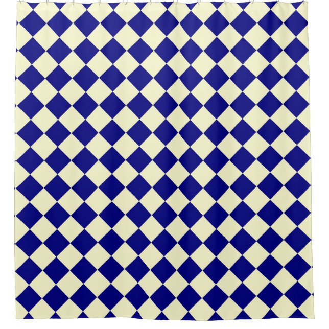 Rideaux De Douche Motif diamant jaune bleu Checker (Devant)