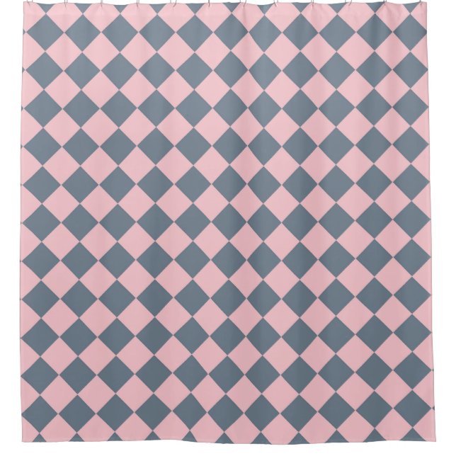 Rideaux De Douche Motif diamant rose gris Checker (Devant)