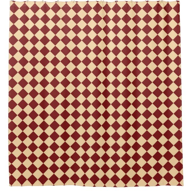 Rideaux De Douche Motif diamant rouge jaune Checker (Devant)