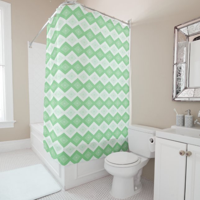 Rideaux De Douche Motif diamant vert pomme (En situation)
