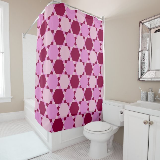 Rideaux De Douche Motif d'illusion optique Girly Pink (En situation)
