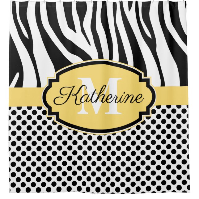 Rideaux De Douche Motif d'impression et de points Zebra (Devant)