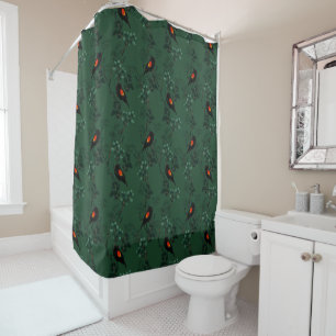 Rideaux De Douche Motif d'oiseau-noir à ailes rouges