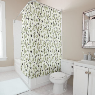 Rideaux De Douche Motif d'olive de campagne française à l'aquarelle