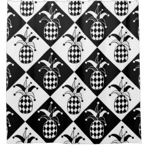 Rideaux De Douche Motif Doodle Harlequin à ananas Stylisé