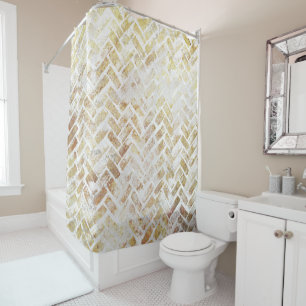 Rideaux De Douche Motif d'or moderne en détresse - Herringbone