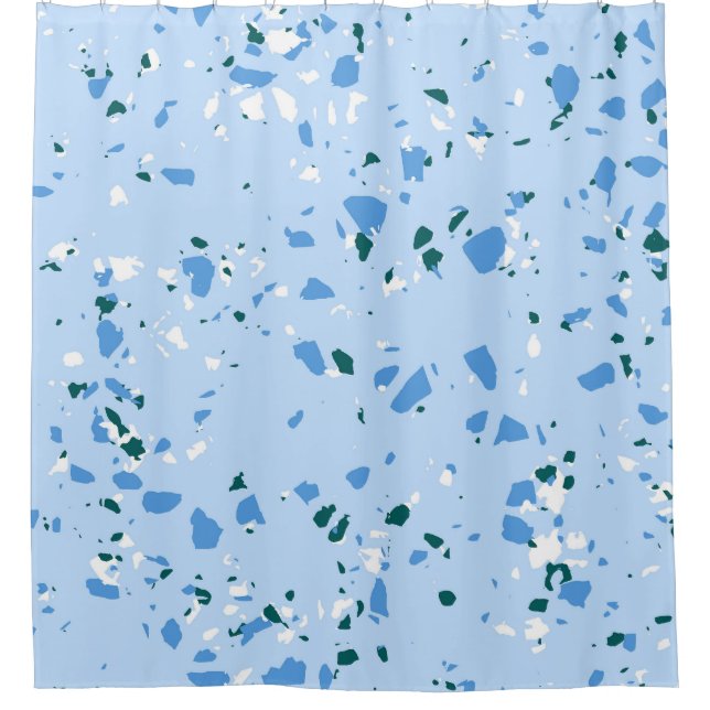 Rideaux De Douche Motif du Terrazzo Bleu (Devant)