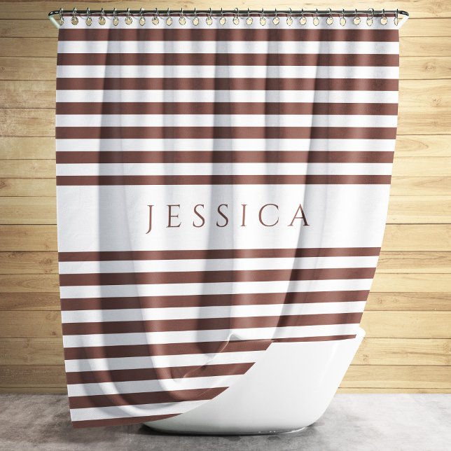 Rideaux De Douche Motif Elegant Brown Stripes personnalisé (Personalized Elegant Brown Stripes Pattern Shower Curtain)