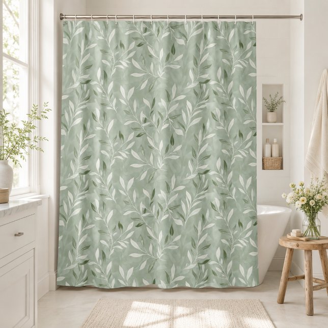 Rideaux De Douche Motif élégant de feuilles d'olive (Créateur téléchargé)