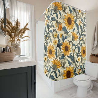 Rideaux De Douche Motif élégant de tournesol Art nouveau