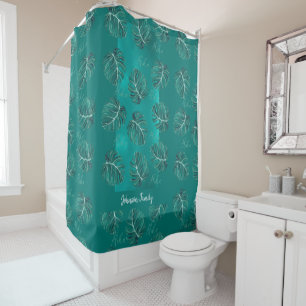 Rideaux De Douche Motif élégant personnalisé de feuilles de palmier 