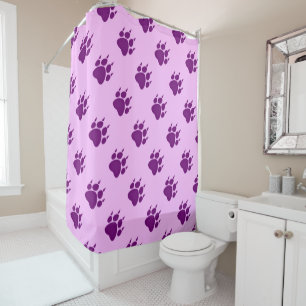 Rideaux De Douche Motif Empreinte de patte violet