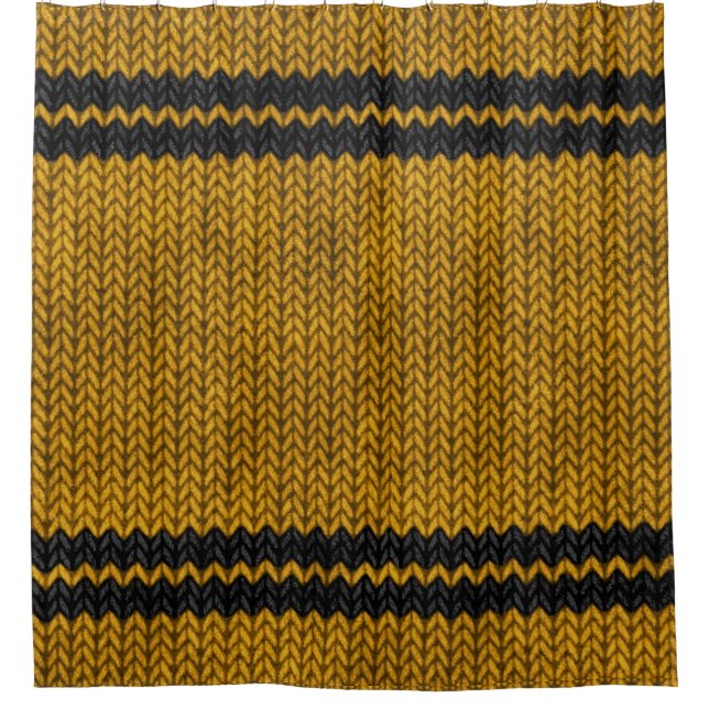 Rideaux De Douche Motif en bande à l'aspect knit jaune (Devant)