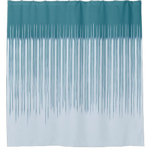 Rideaux De Douche Motif en bande cyan foncé