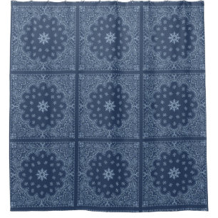 Rideaux De Douche Motif en cachemire décoratif bleu et blanc