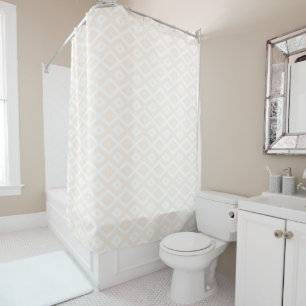 Rideaux De Douche Motif en diamant beige et blanc