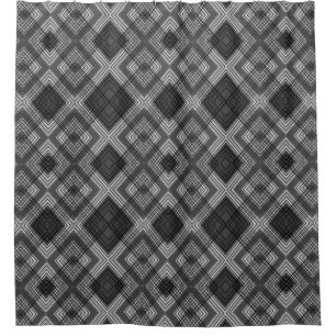Rideaux De Douche Motif en diamant géométrique noir et blanc