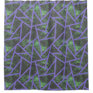 Rideaux De Douche Motif en mosaïque violet et verte