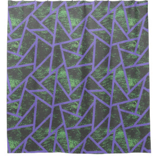 Rideaux De Douche Motif en mosaïque violet et verte