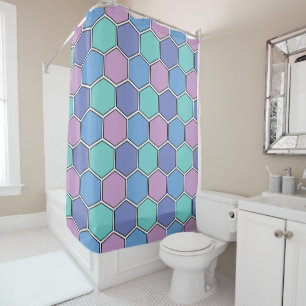 Rideaux De Douche Motif en Nid d'Abeille Pastels