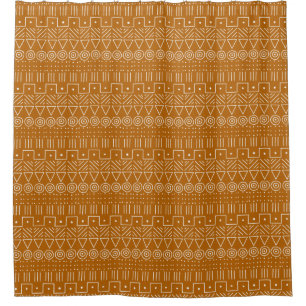 Rideaux De Douche Motif en tissu boueux, géométrique, rouille, orang