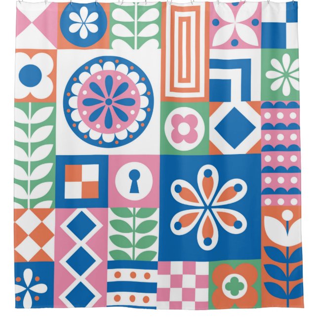 Rideaux De Douche Motif ethnique sans couture. Impression artistique (Devant)