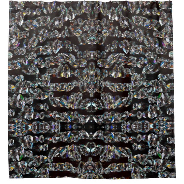 Rideaux De Douche motif étincelant diamant élégant argent et noir (Devant)
