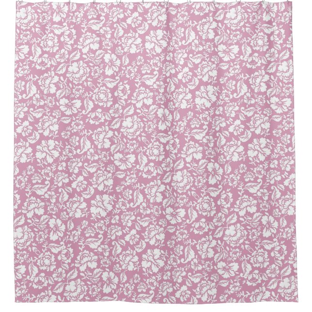 Rideaux De Douche motif feuille.14b Floral Lpink BG (Devant)