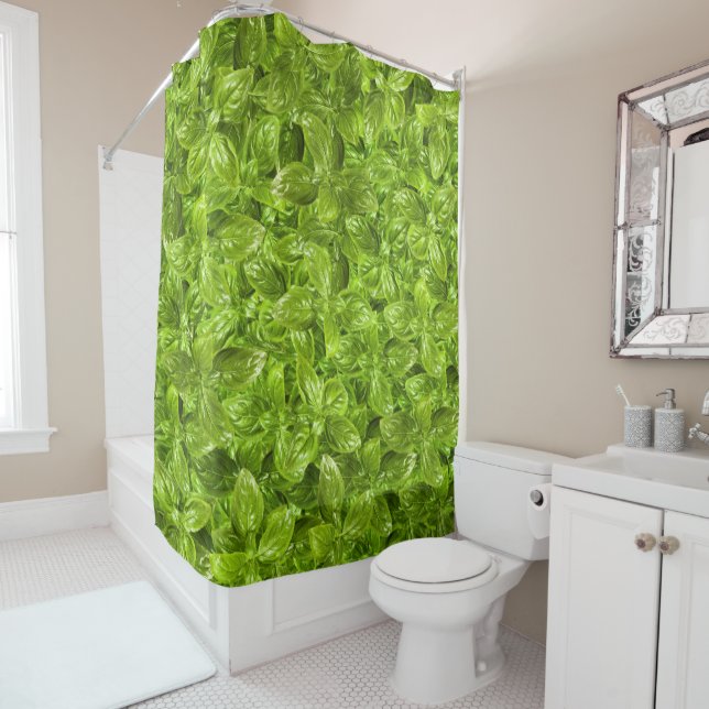 Rideaux De Douche Motif Feuille Basil (En situation)