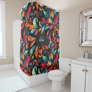 Rideaux De Douche Motif Feuille brillant et coloré - Arrière - plan 