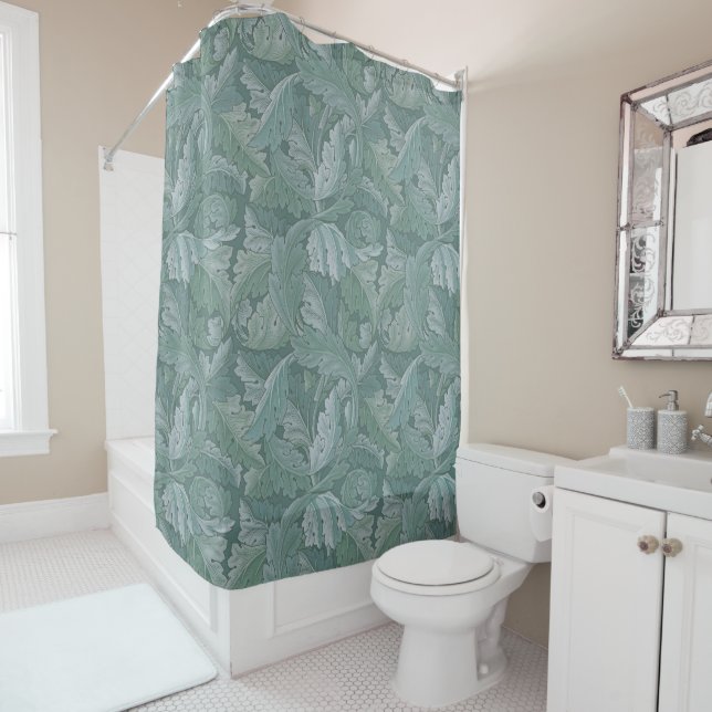 Rideaux De Douche Motif feuille d'acanthe bleu sarcelle de William M (En situation)
