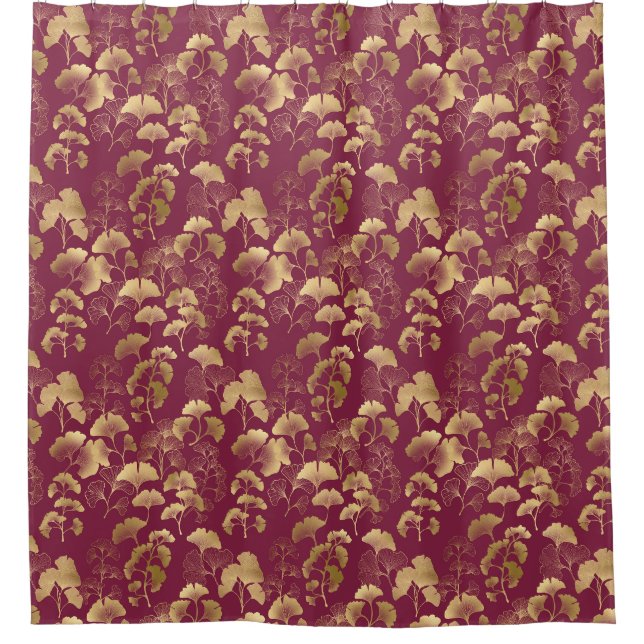 Rideaux De Douche Motif feuille d'or de Bourgogne (Devant)