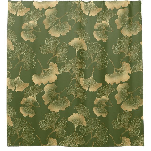 Rideaux De Douche Motif feuille d'or moderne (Devant)