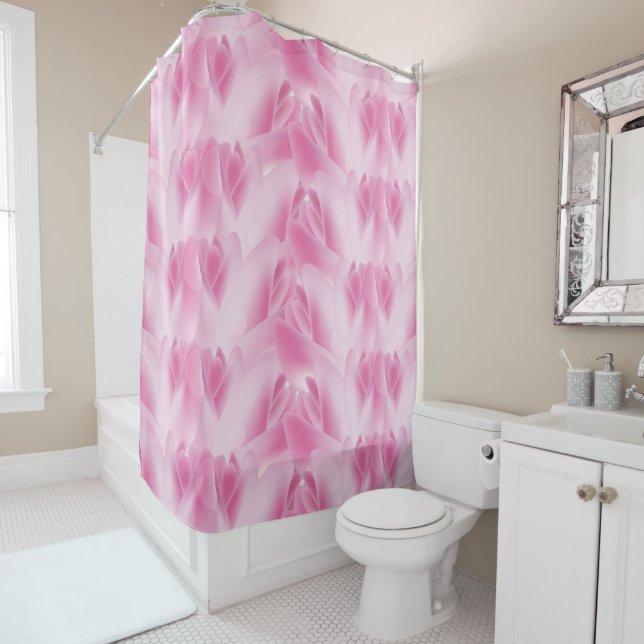 Rideaux De Douche motif feuille, rose (En situation)