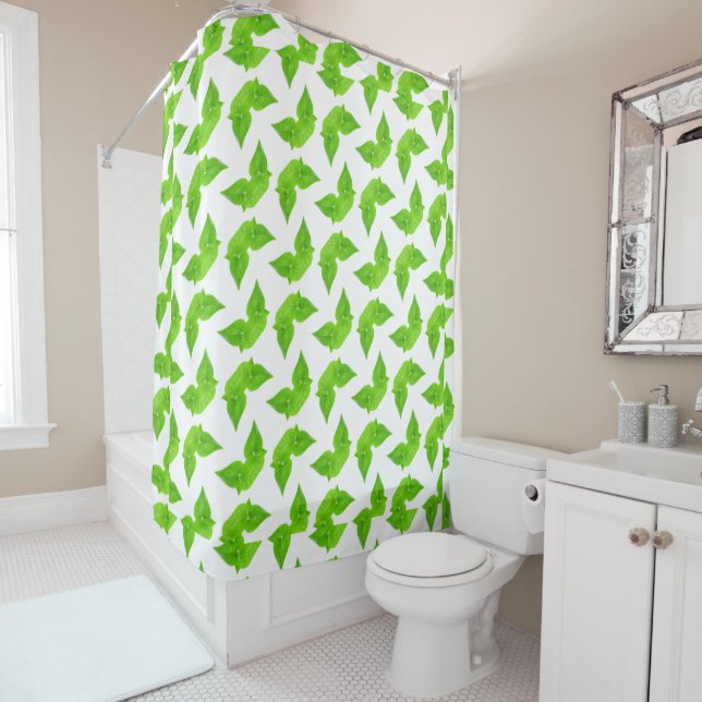 Rideaux De Douche Motif feuille vert (En situation)