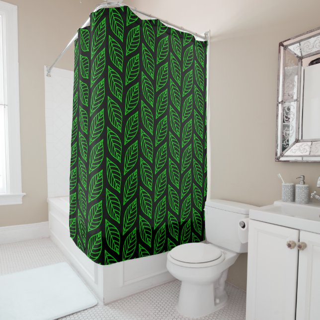 Rideaux De Douche Motif Feuille verte (En situation)