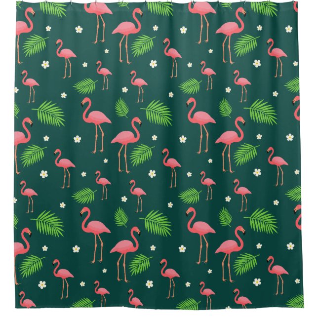 Rideaux De Douche Motif Flamant Tropical (Devant)