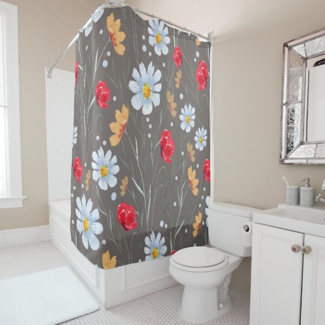 Rideaux De Douche Motif Fleur sauvage (En situation)