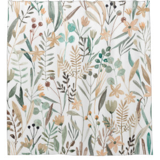 Rideaux De Douche Motif fleur sauvage aquarelle transparente. Fleurs