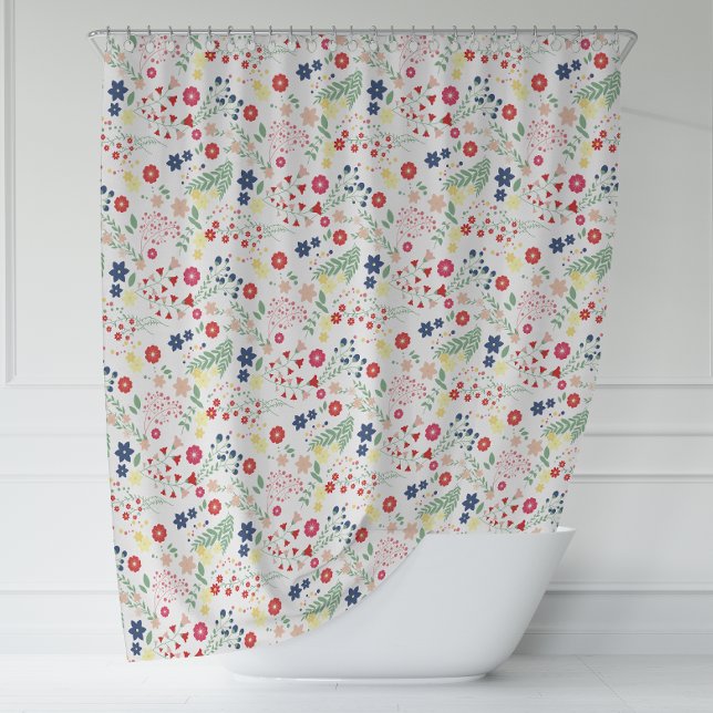 Rideaux De Douche Motif Fleur sauvage simple blanc (White Simple Wildflower Pattern Shower Curtain)
