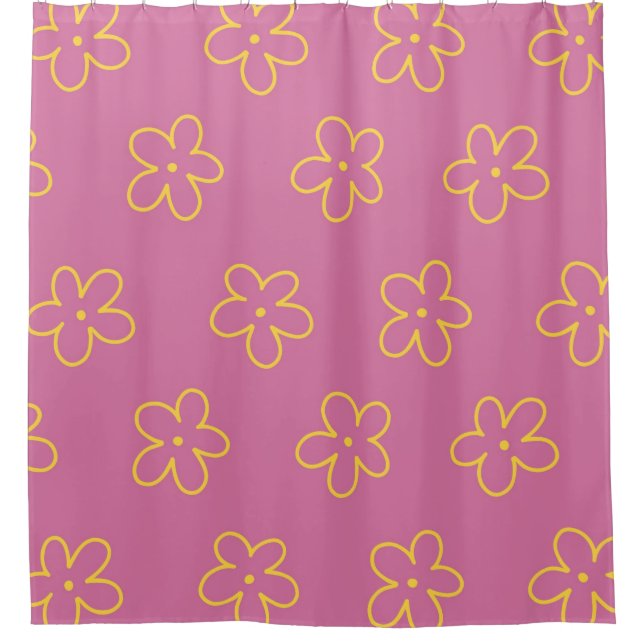 Rideaux De Douche Motif Fleur simple et jaune rétro (Devant)