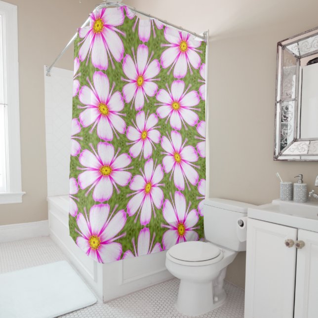 Rideaux De Douche Motif Fleurs Cosmos (En situation)