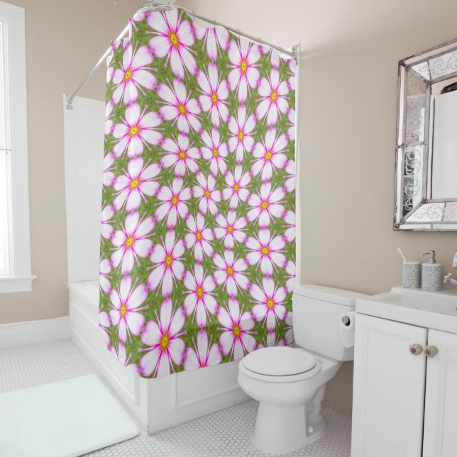Rideaux De Douche Motif Fleurs Cosmos (En situation)