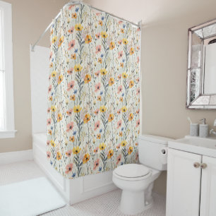 Rideaux De Douche Motif Fleurs de prairie Gouache