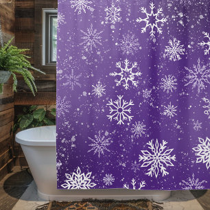 Rideaux De Douche Motif Flocons de Neige Violets Magique Vacances d'