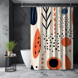 Rideaux De Douche Motif floral abstrait coloré automnal orange beige